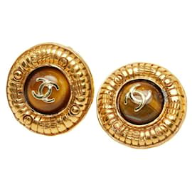 Boucles d'oreilles rondes vintage Chanel Coco Mark