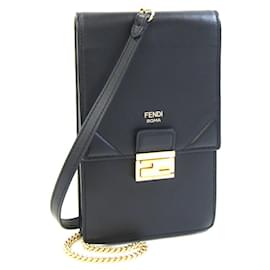 Borsa a tracolla in pelle nera Fendi