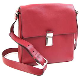 Borsa a tracolla in pelle rossa Prada