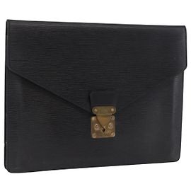 LOUIS VUITTON Epi Porte Documents Senatur Porte-documents Noir M54452 LV Auth ka4997