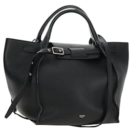 CELINE Big bag Small Hand Bag Cuero Negro Plata Auth 189349SAM - Céline