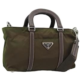 Borsa PRADA Nylon 2way Khaki Silver Auth 188309