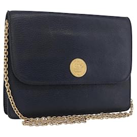 Céline Borsa a Spalla CELINE Medallion Chain Pelle Nera e Oro Auth 189809A