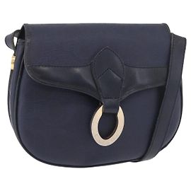 Borsa a tracolla Christian Dior Trotter Canvas PVC Navy Gold Auth ka5068