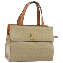 Céline Borsa CELINE Macadam Canvas PVC Beige Oro Autentica 189587