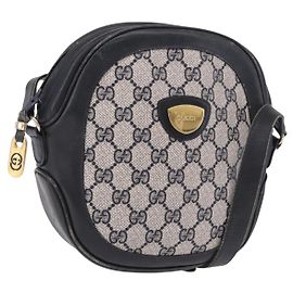 Borsa a tracolla GUCCI GG Supreme PVC Blu Navy Oro Auth ka5069