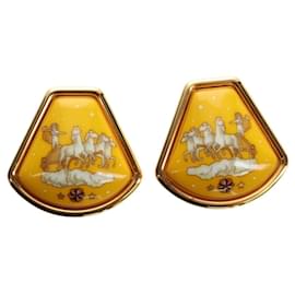 Boucles d'oreilles HERMES Métal Or Jaune Auth bs35859M - Hermès