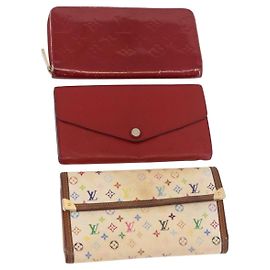 LOUIS VUITTON Multicolor Vernis Portemonnaie 3 Set Multicolor Red LV Auth BA13655