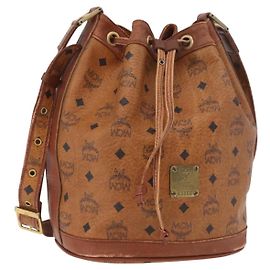 Borsa a Spalla MCM Vicetos Logogram PVC Marrone Oro Auth 190567
