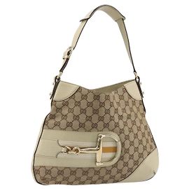 Sac à bandoulière GUCCI GG Canvas Horsebit Beige 137388 Auth 189146V