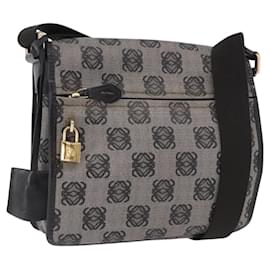 LOEWE Anagram Shoulder Bag PVC Gray Gold Auth bs35936