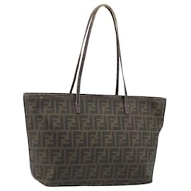 FENDI Zucca Canvas Tote Bag PVC Schwarz Braun Authentisch 187849