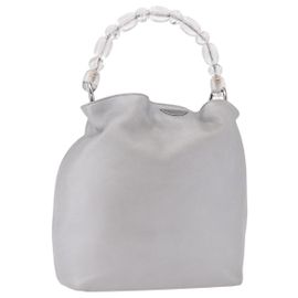 Christian Dior Maris Pearl Handtasche aus Leder Silber Auth bs35918A