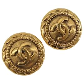 Pendientes CHANEL COCO Mark de metal en tono dorado CC Auth 188625M - Chanel