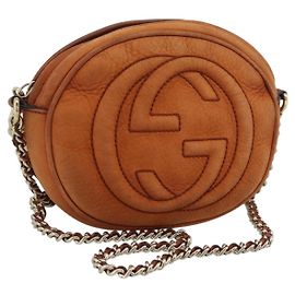 GUCCI Mini Soho Chain Shoulder Bag Leder Braun Gold 353965 Auth ka5070