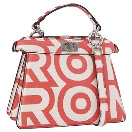 FENDI Borsa Mini Peek A Boo in pelle 2way Bianco Argento Auth ka5017M