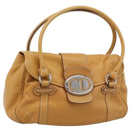 Borsa Christian Dior in pelle beige argento Auth 189896A