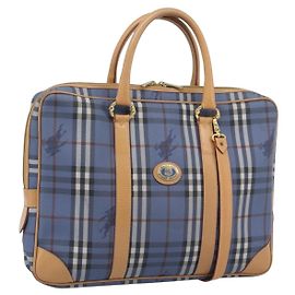 Borsa a mano Burberrys Nova Check PVC 2way Blu Oro Auth 189609