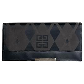 Vintage Givenchy Canvas-Geldbörse mit geometrischem Logo Schwarz Braun