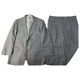 Vintage Givenchy Men's Wool Suit Gray Black Buttons L