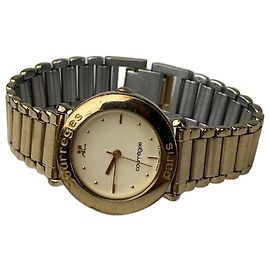 Vintage Courreges Armbanduhr Gold Creme