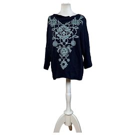 Vintage Vivienne Westwood Floral Print Top Navy Hellblau M
