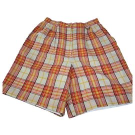 Shorts de algodón a cuadros Vintage Dior Amarillo Naranja Rojo L
