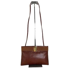 Salvatore Ferragamo Vintage Ferragamo Schultertasche aus strukturierter Leder Rust Tan Gold
