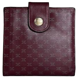 Céline Vintage Celine Ledergeldbörse Bordeaux Gold Druckknopf ca. 2000