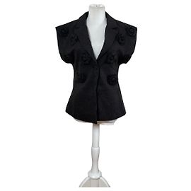 Vintage Courreges Wool Blend Blazer Charcoal Grey c. 1990s