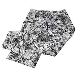 Vintage Gucci Baumwollhose mit Blumenprint Schwarz Weiß S