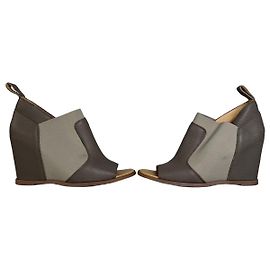 Autre Marque Sandali con tacco in pelle Vintage Madison Beige Marrone EU38
