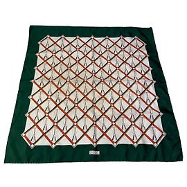 Sciarpa in seta vintage Gucci Verde Crema Ruggine c. 1990s