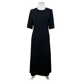 Chloé Vintage Chloe Crepe Midi Kleid Schwarz M