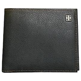 Vintage Givenchy Ledergeldbörse mit Textur Dunkelgrün Silber