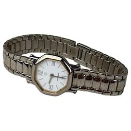 Vintage Givenchy Armbanduhr aus Edelstahl Silber Weiß