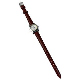 Vintage Courreges Armbanduhr mit Lederarmband Rot Grau Silber