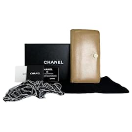 Cartera Vintage Chanel de piel granulada Beige Oro