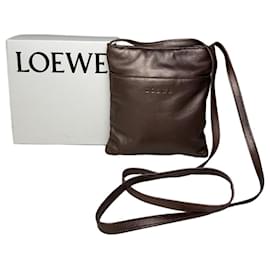 Borsa a tracolla in pelle morbida vintage Loewe Marrone scuro Oro