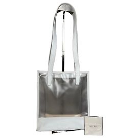 Borsa Tote Vintage Loewe in Pelle e PVC Bianco Trasparente Argento