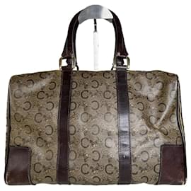 Vintage Celine C Monogram Canvas Tote Beige Brown Gold - Céline