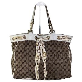Borsa Tote Vintage Gucci GG Supreme Canvas Marrone Beige
