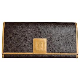 Céline Vintage Celine Wallet beschichtete Canvas Braun Beige Gold