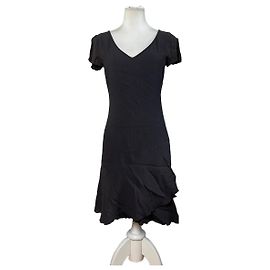 Vintage Emporio Armani Faltenkleid aus Polyester Dunkelgrau M