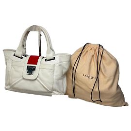 Borsa a mano in pelle bicolore vintage Loewe Bianco Rosso Argento