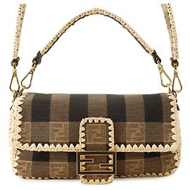 Borsa Fendi Mamma Bucket in tela di rafia