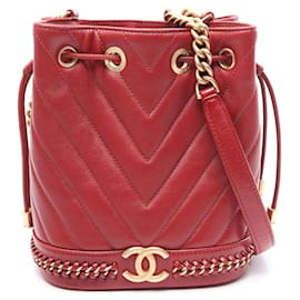 Borsa a secchiello Chanel Chevron V-Stitch con coulisse