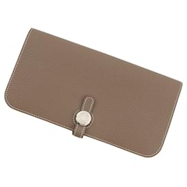 Portafoglio lungo Dogon in Etoupe Gray Hermès