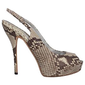 Gucci Python Leder Slingback Peep-Toe Pumps