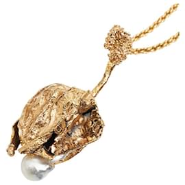 Collana con pendente a catena con motivo a foglia placcato oro Christian Dior